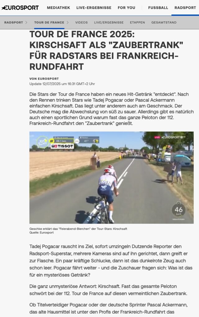 Warum plötzlich alle über Sauerkirschsaft sprechen – und was du davon hast 3 eurosport
